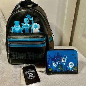 NWT Loungefly Disney Haunted Mansion Hitchhiking Ghosts backpack and wallet